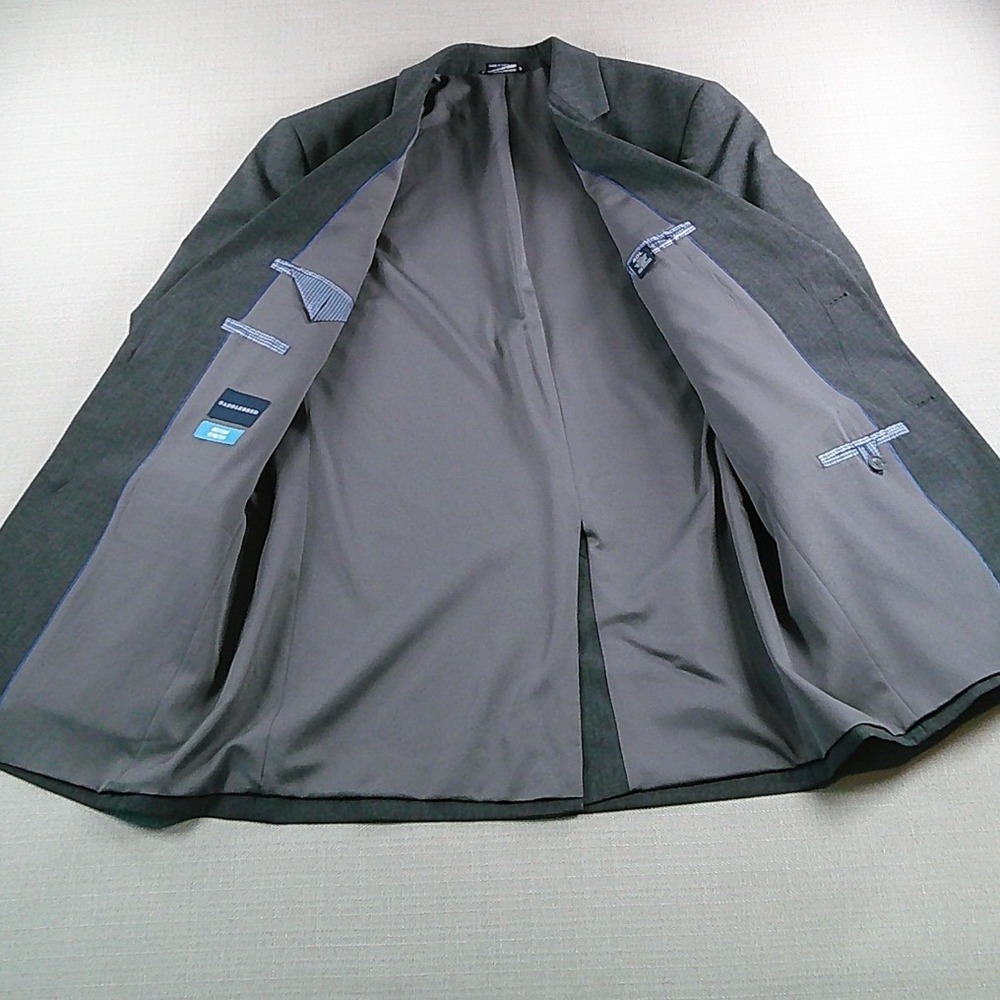 Saddlebred Sport Coat Mens 40L Grey Motion Stretch Two Button Blazer - Picture 4 of 11